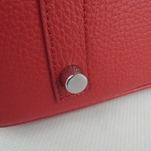 High Quality Fake Hermes 35CM Embossed Veins Leather Bag Red/Orange/Green 6089